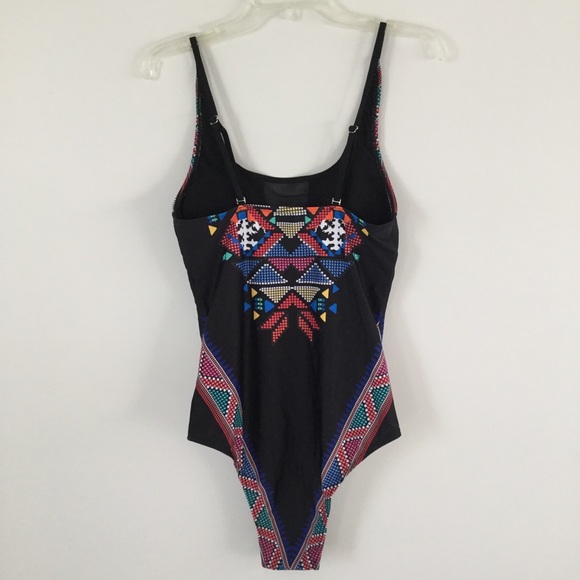 Black Aztec Print Swimsuit - Picture 3 of 8